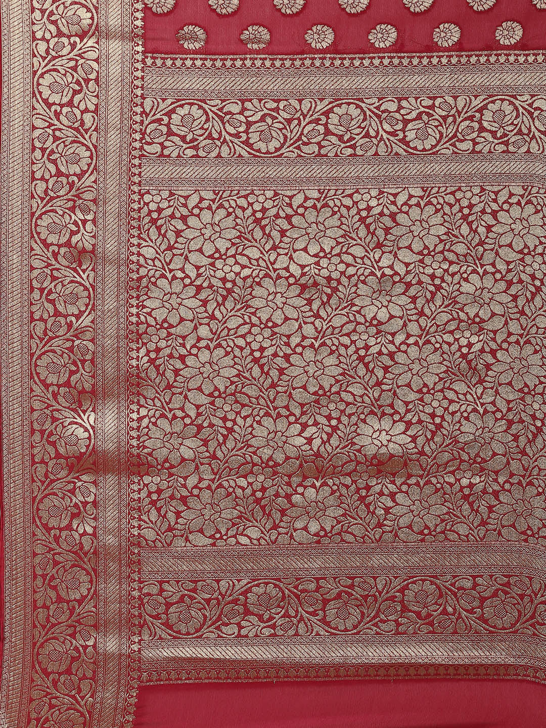 Zari Booti Crepe Plain Saree