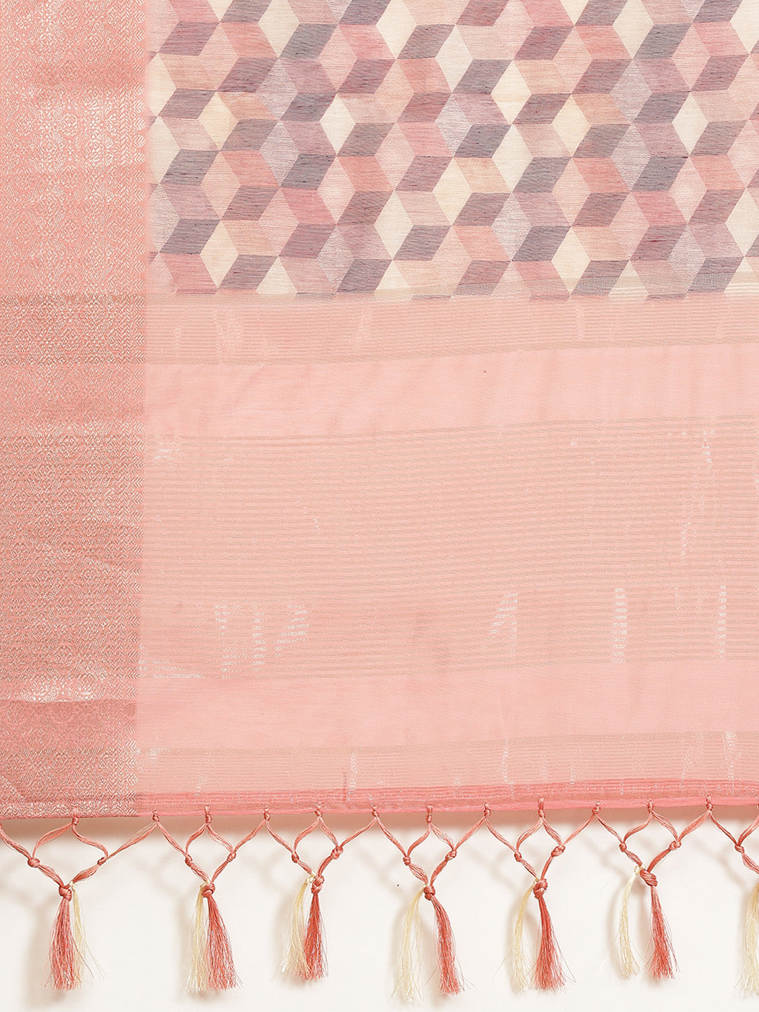 Abstract Printed Banarasi Pallu Cotton Woven Saree