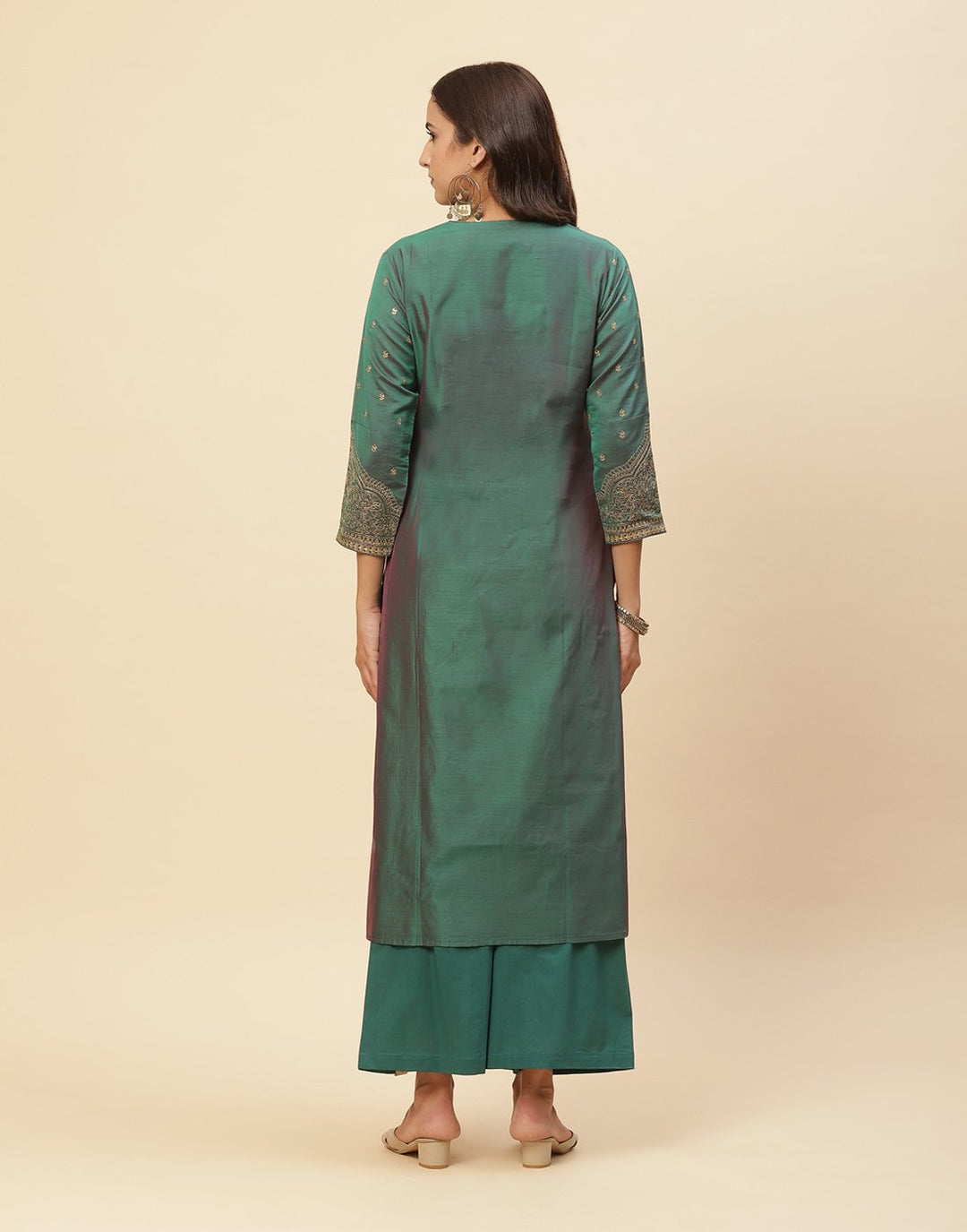 Embroidered Chanderi Kurti With Palazzo