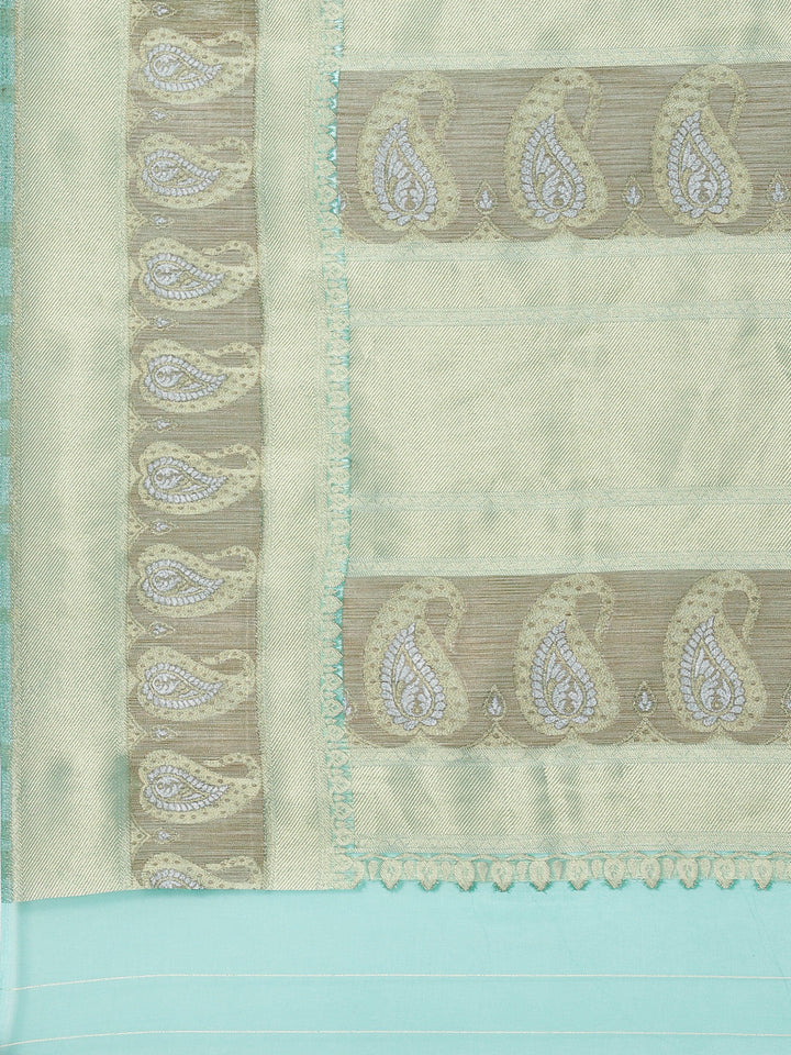 Zari Border Booti Organza Woven Saree