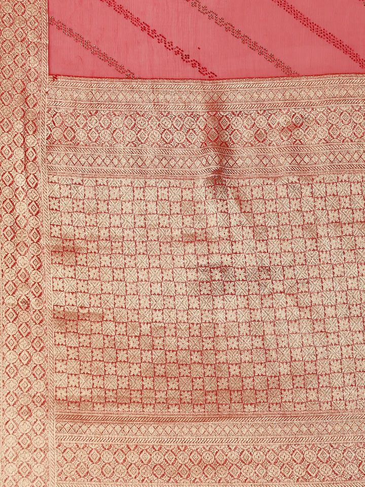 Stone Work Chiffon Plain Saree