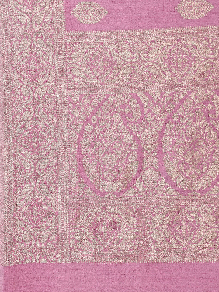 Zari Booti Tussar Plain Saree