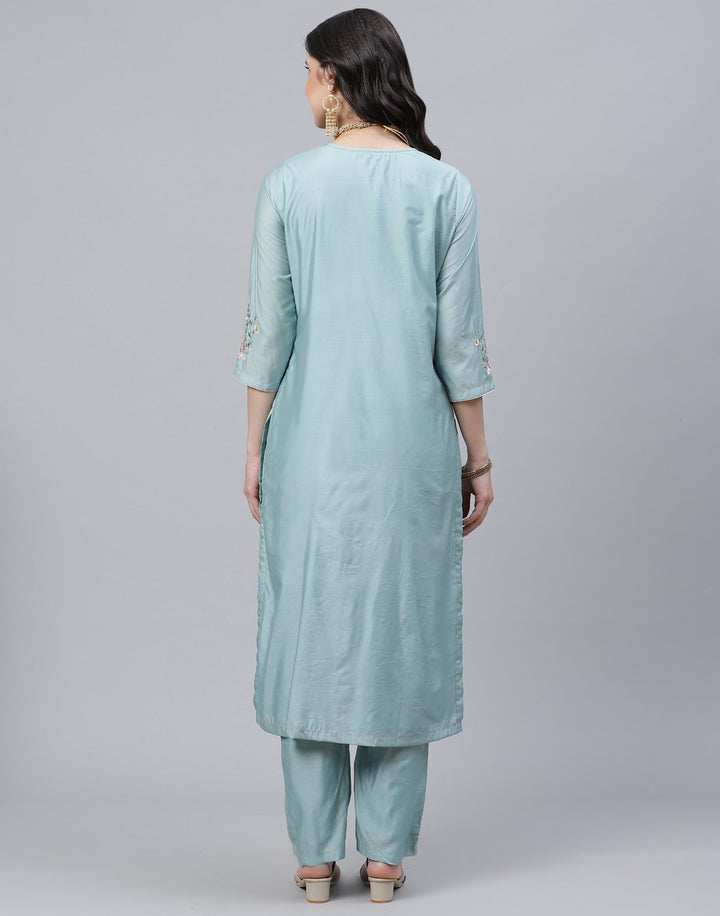 Embroidered Chanderi Kurti Palazzo Set