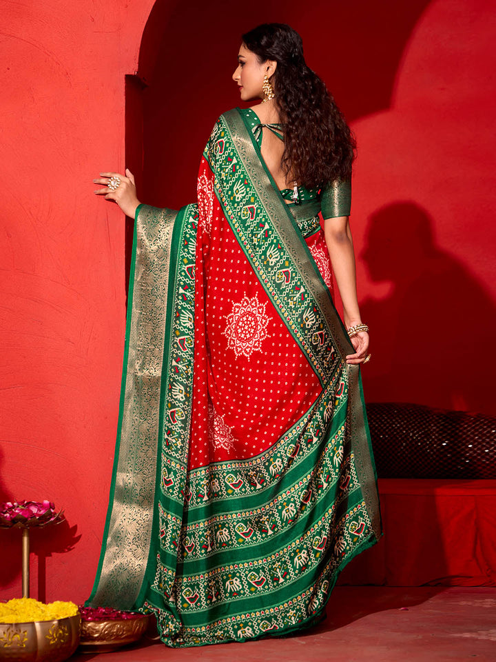 Bandhani Printed Art Silk Saree
