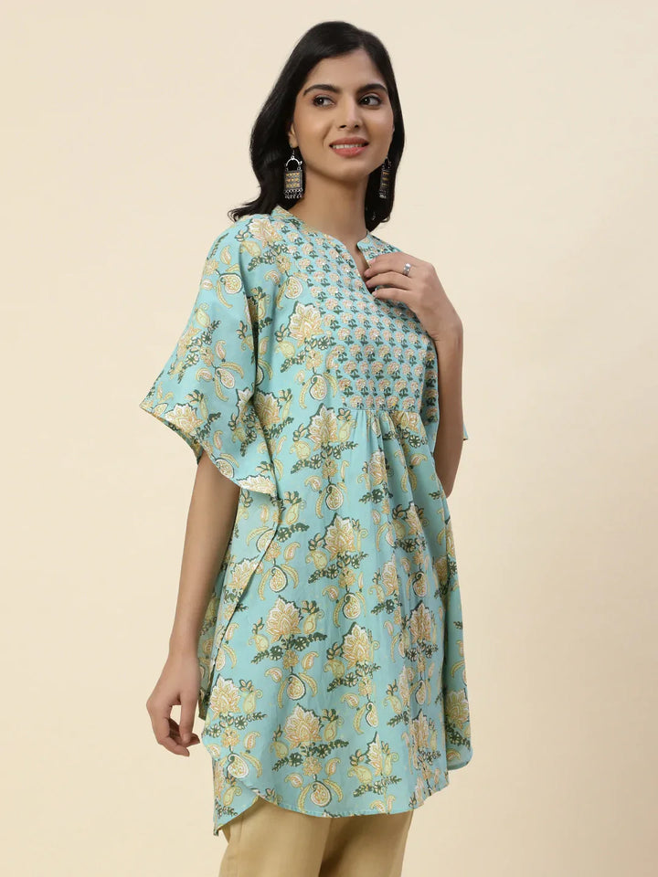 Floral Printed Cotton Kaftan Kurti