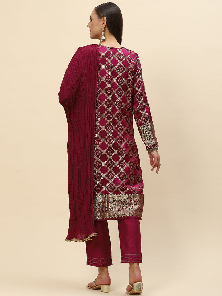 Banarasi Handloom Kurta With Pants &amp; Dupatta