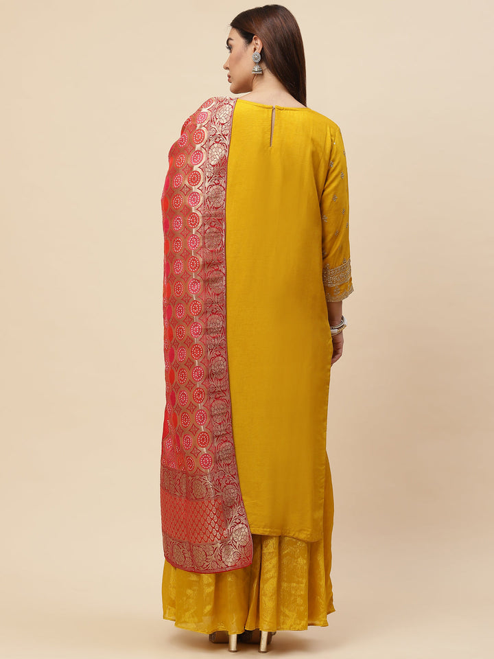 Zari Booti Handloom Kurta With Garara &amp; Dupatta