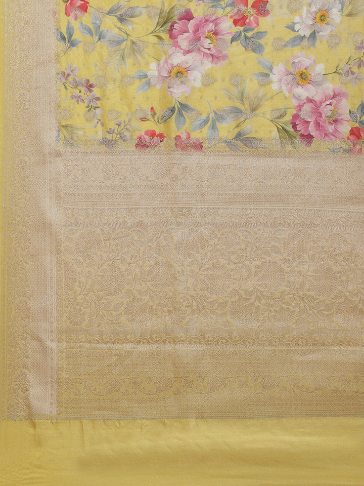Digital Floral Printed Tussar Saree