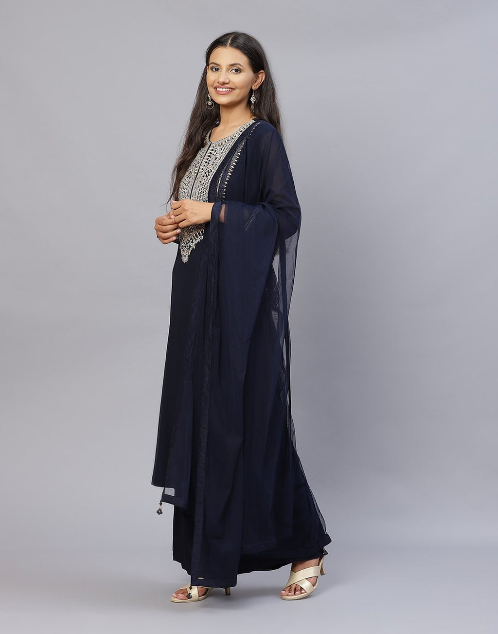 Georgette Kurti Palazzo with Dupatta