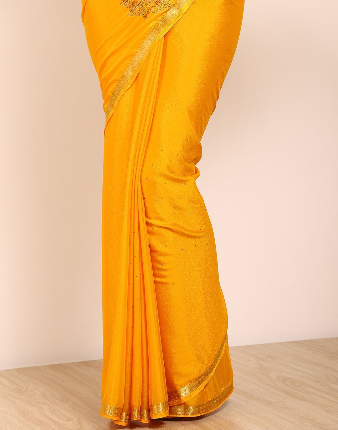 MBZ Meena Bazaar-Yellow Art Crepe Saree