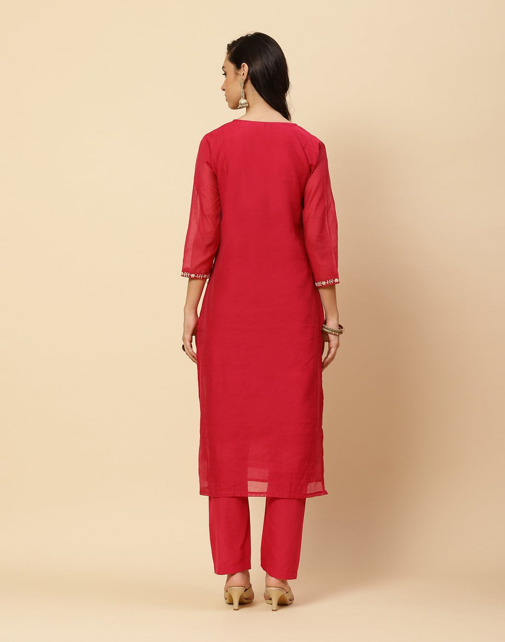 Embroidered Cotton Chanderi Salwar Kameez Stitched Suit With Chanderi Dupatta