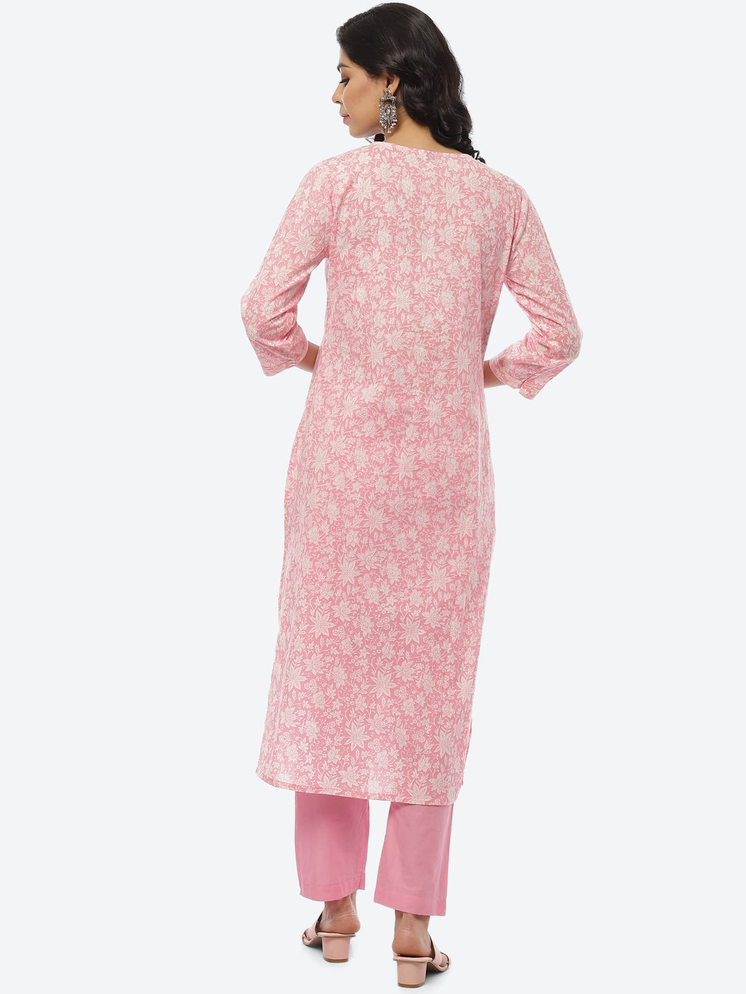 Printed Gota Neck Cotton With Pant