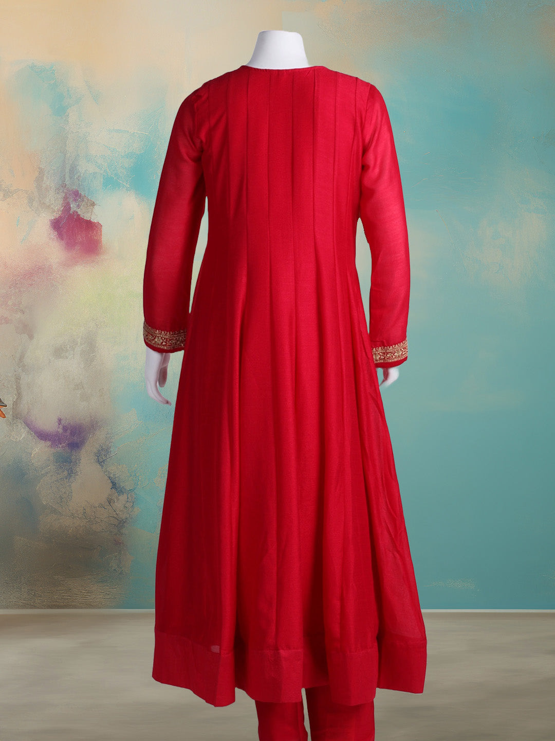Embroidered Art Silk Kurta With Pant &amp; Dupatta