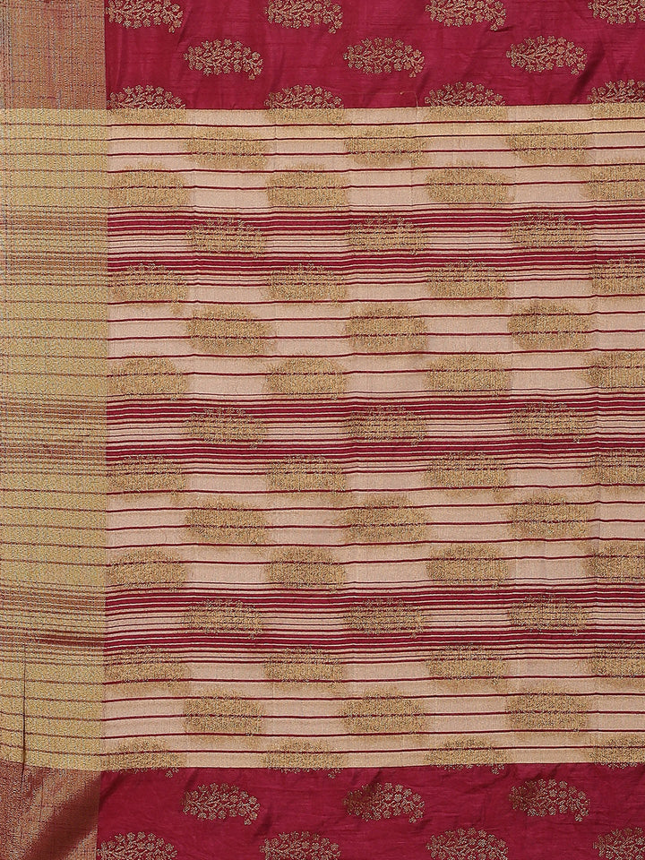 Zari Border Booti Art Handloom Woven Saree