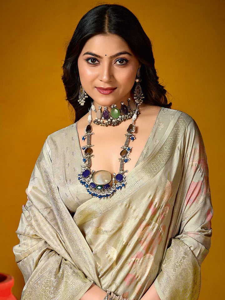 Floral Printed Art Silk Woven Saree