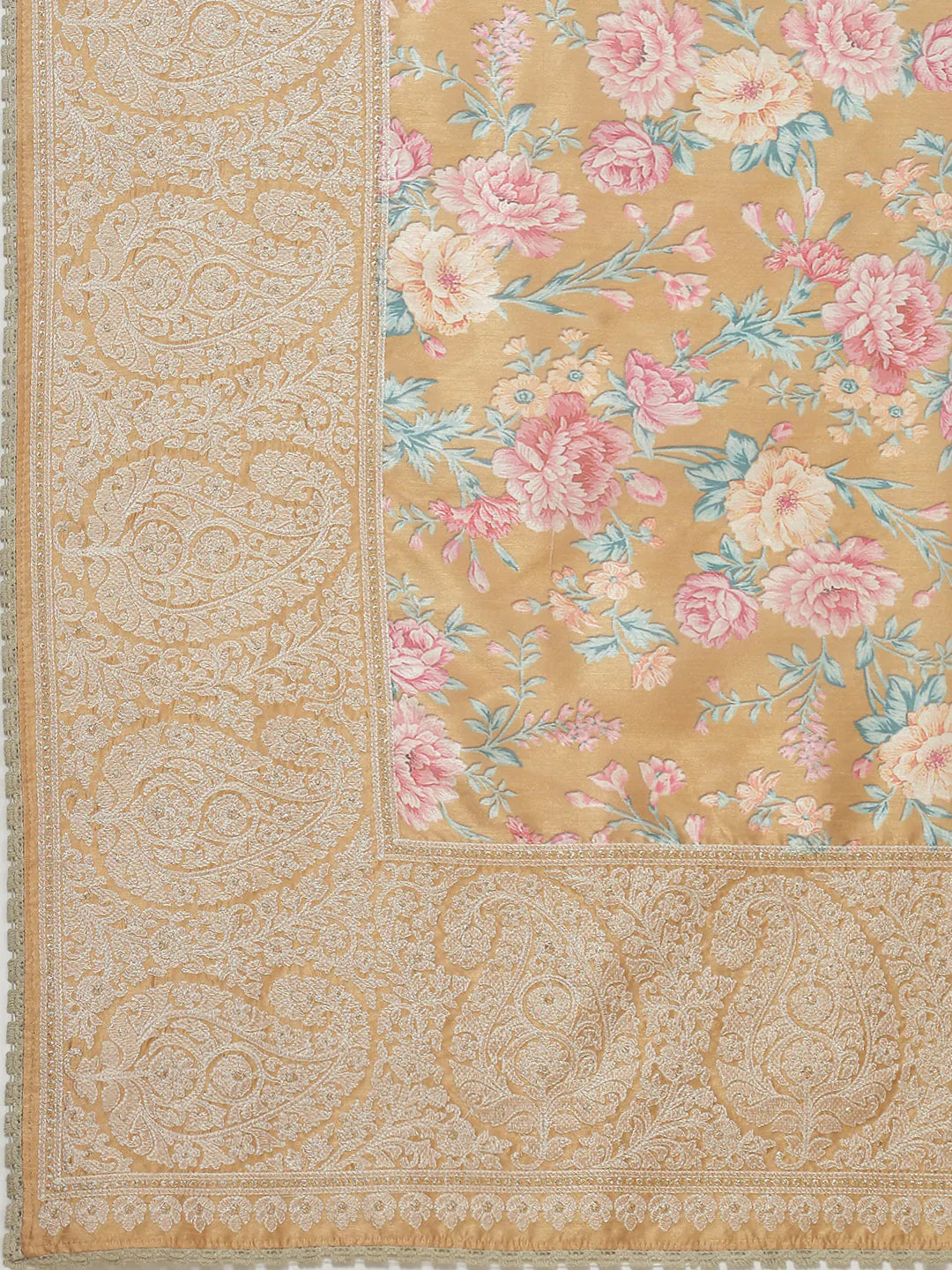 Digital Floral Printed With Resham Border Tussar Saree