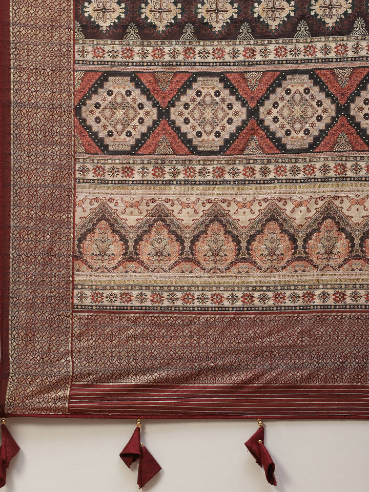 Abstract Printed Handloom Saree