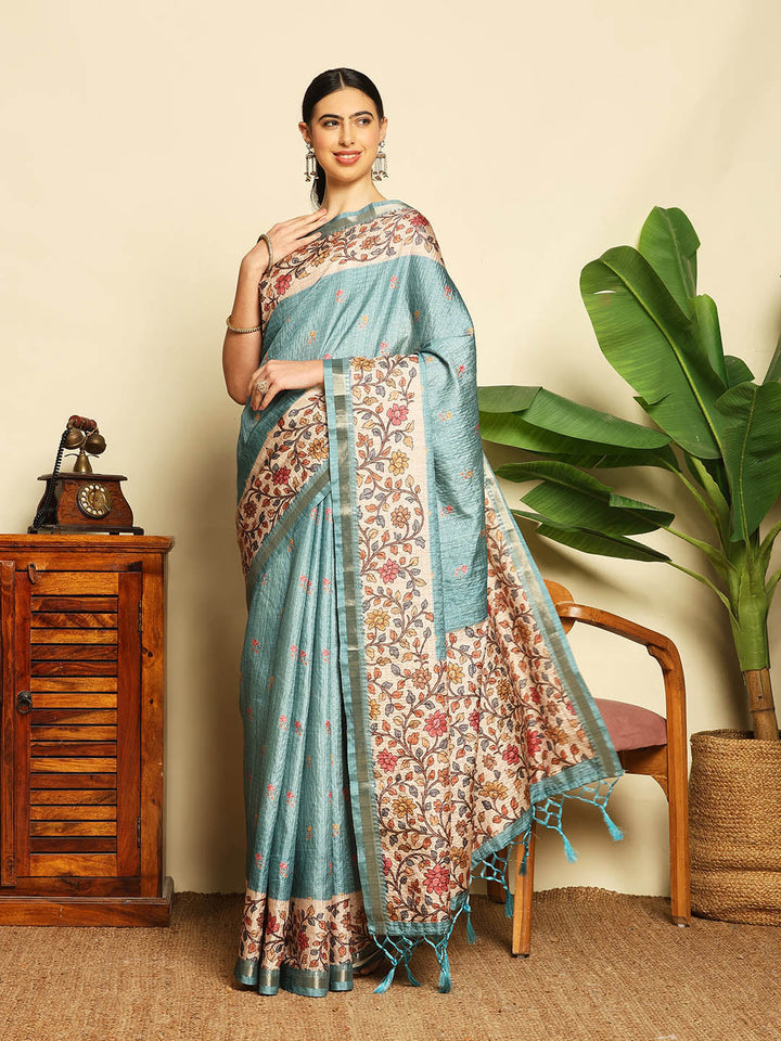 Printed Tussar Saree