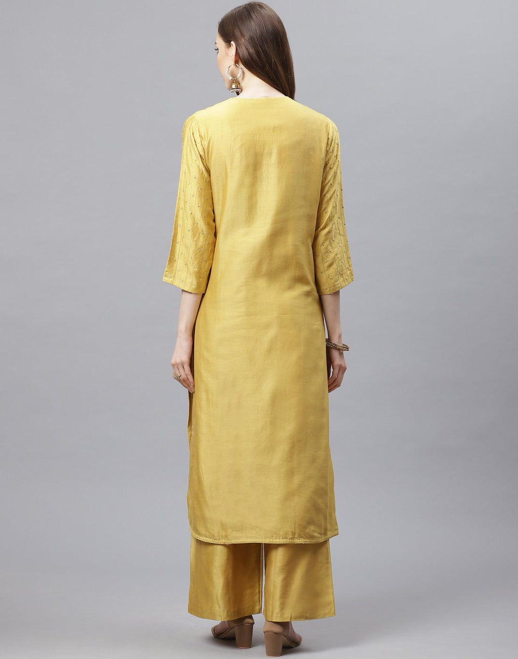Straight Chanderi Cotton Kurta with Plazzo Pants