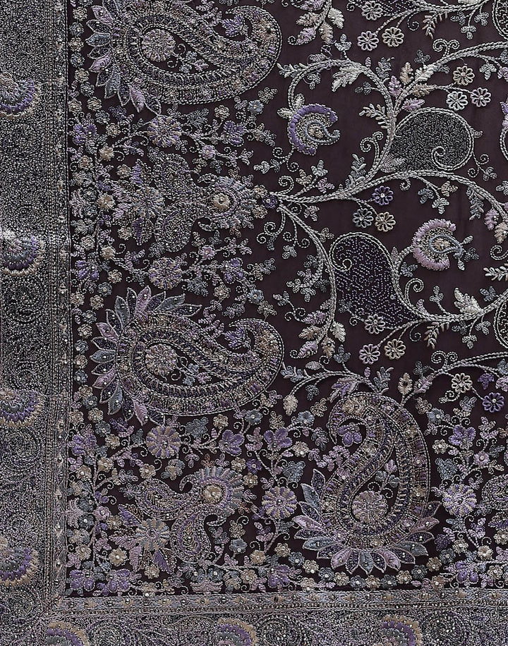 Embroidered Purple Saree