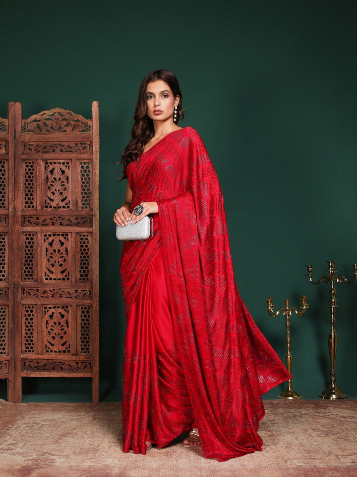 Embroidered Satin Saree