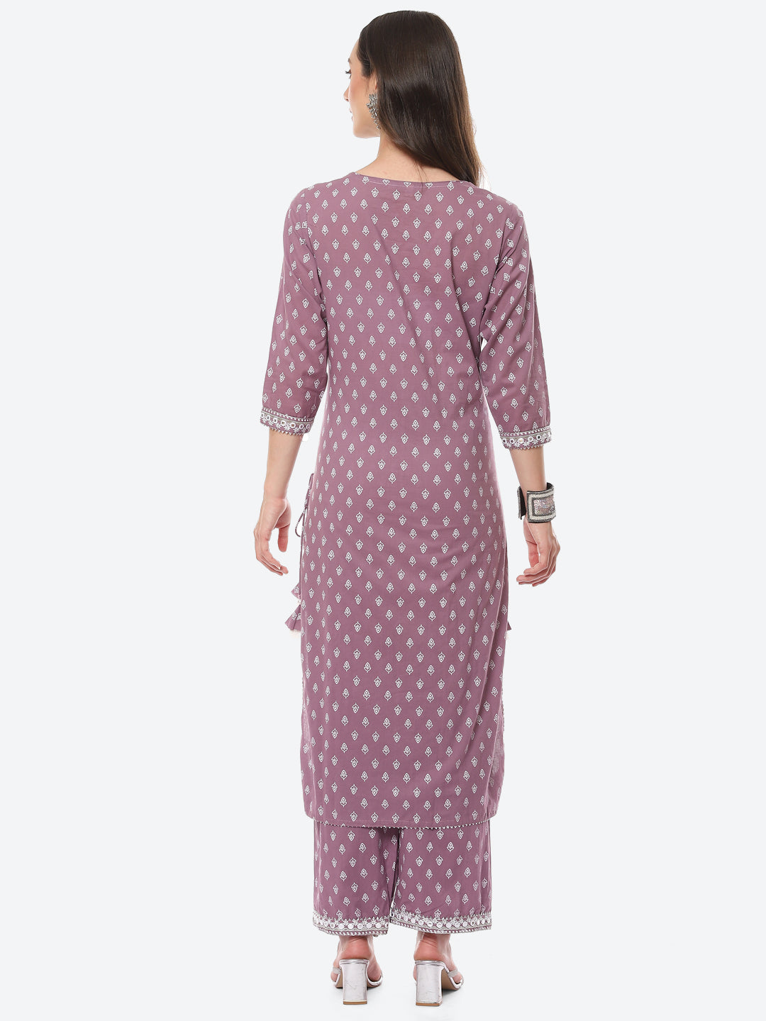 Resham Work Printed Cotton Kurta With Palazzo