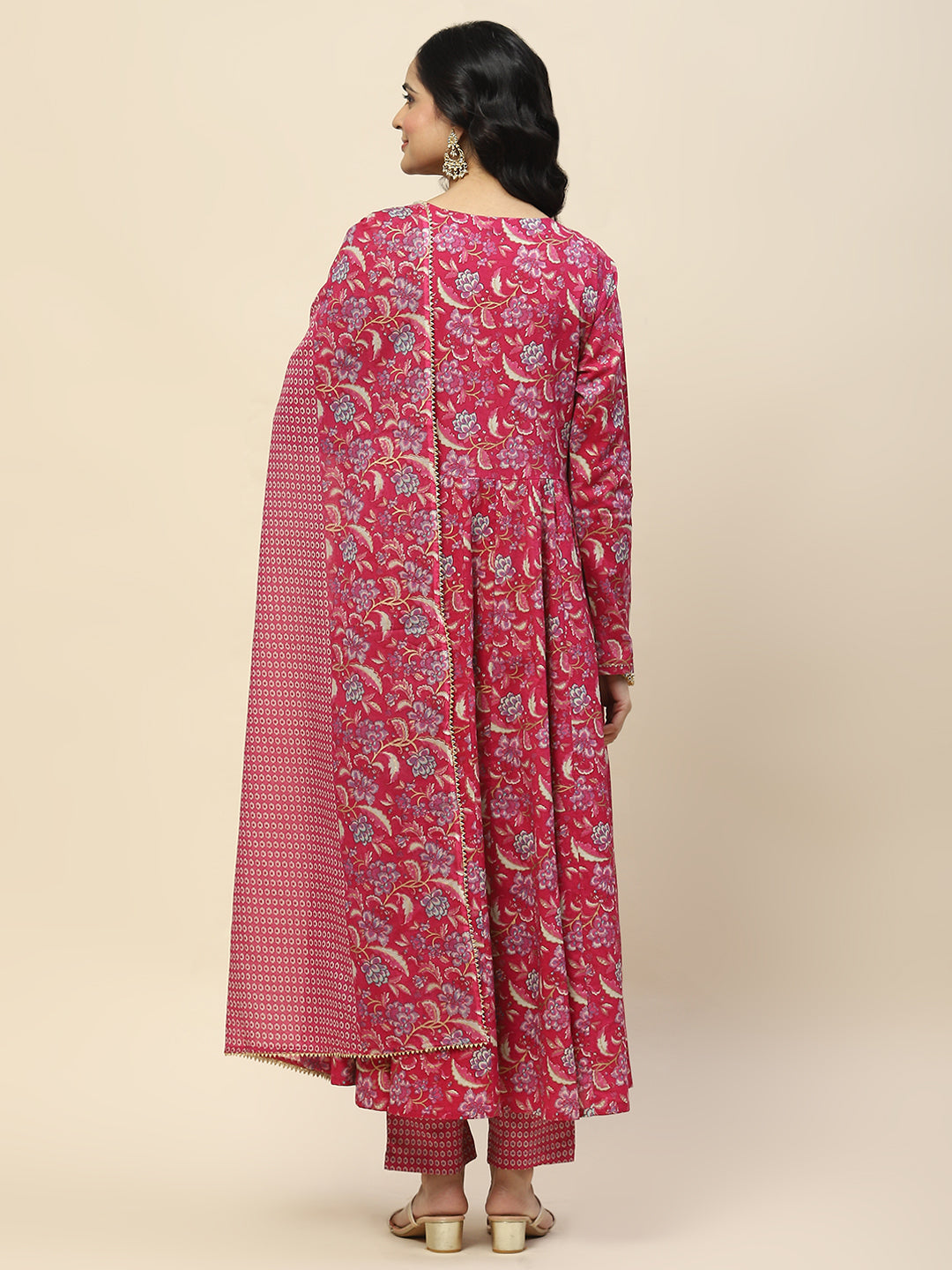 Neck Embroidery Cotton Kurta With Pants &amp; Dupatta