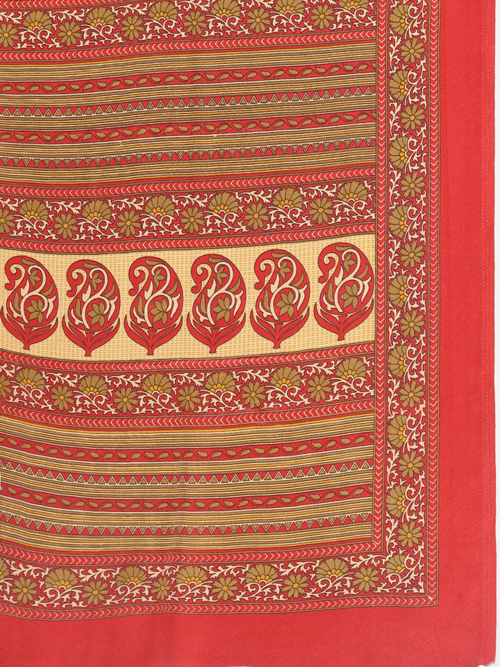 Floral Printed Crepe Woven Saree