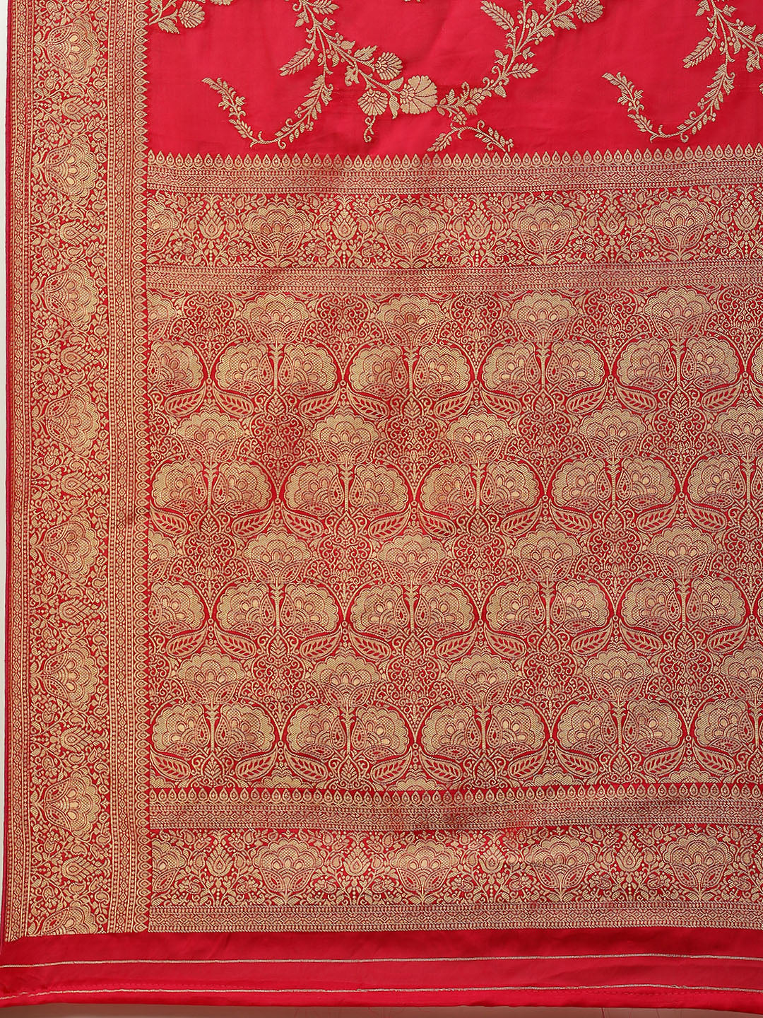 Floral Zari Jaal Satin Woven Saree