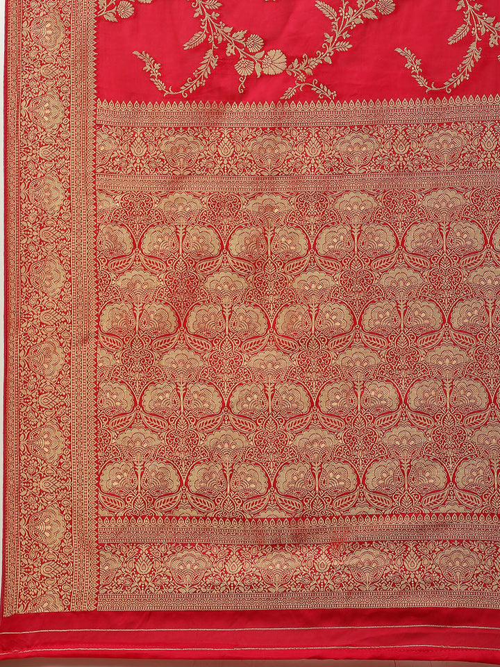 Floral Zari Jaal Satin Woven Saree