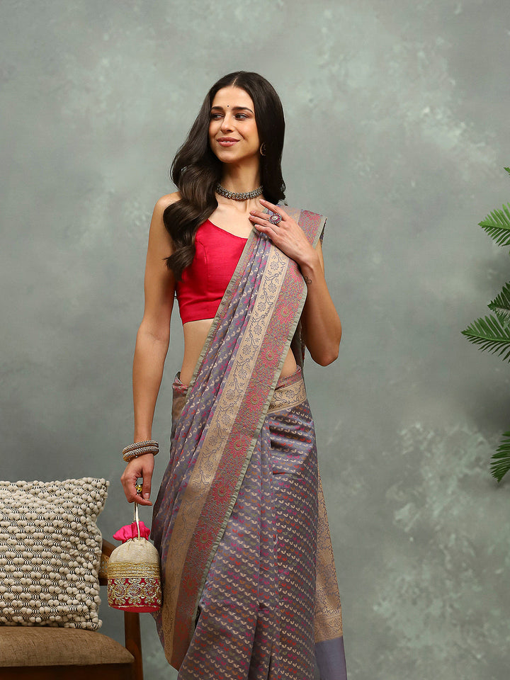 Resham Woven Design Cotton Blend Woven Saree