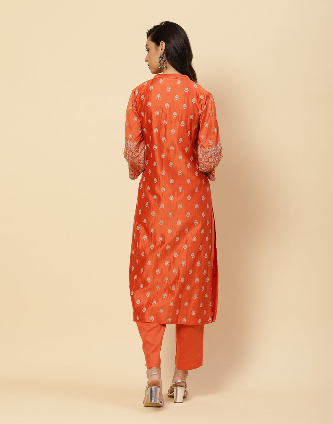 Embroidered Cotton Chanderi Salwar Kameez Stitched Suit With Chiffon Dupatta