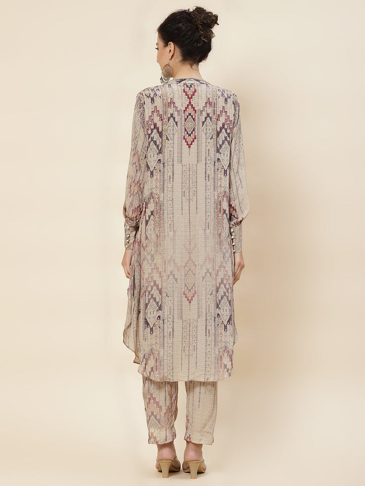Printed Crepe Kurta With Pants