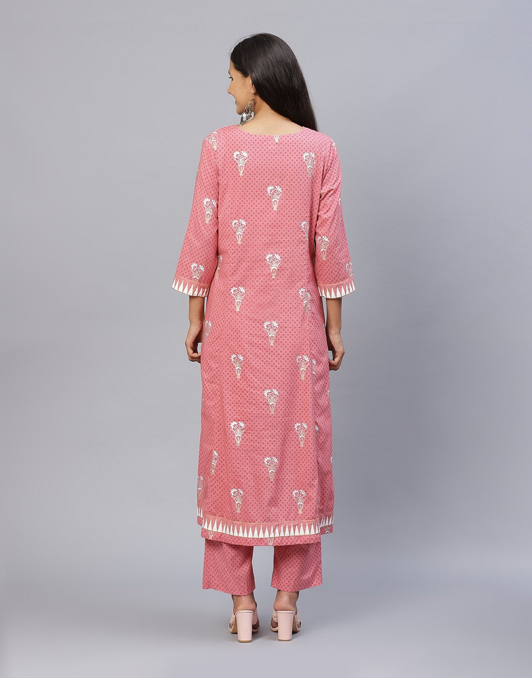 Yoke Embroidered Cotton Printed Kurti with Pant