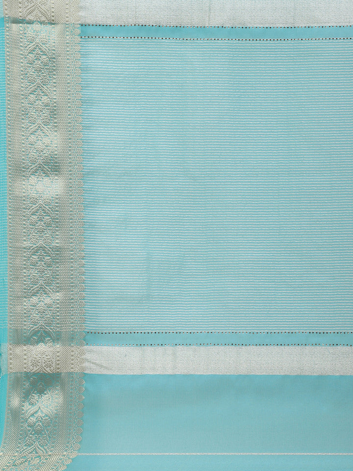 Stone Work Plain Organza Saree