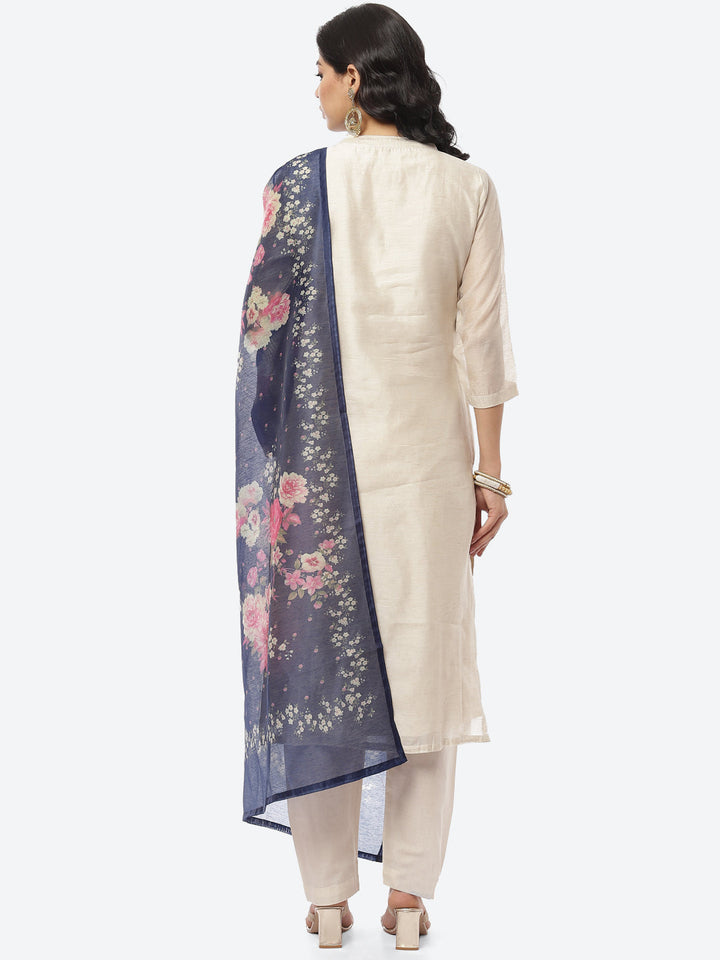 Resham Booti Cotton Stitched Salwar Kameez With Printed Cotton Dupatta