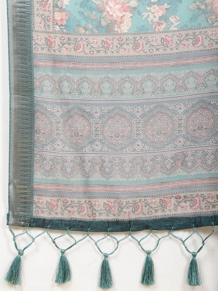 Floral Printed Cotton Saree