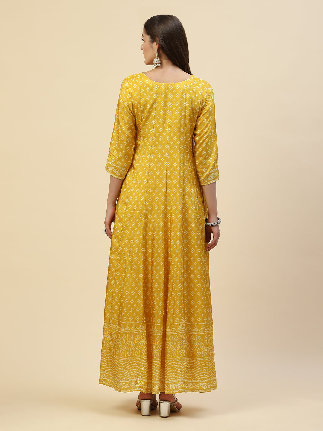 Mirror Neck Printed Handloom Flared Kurta