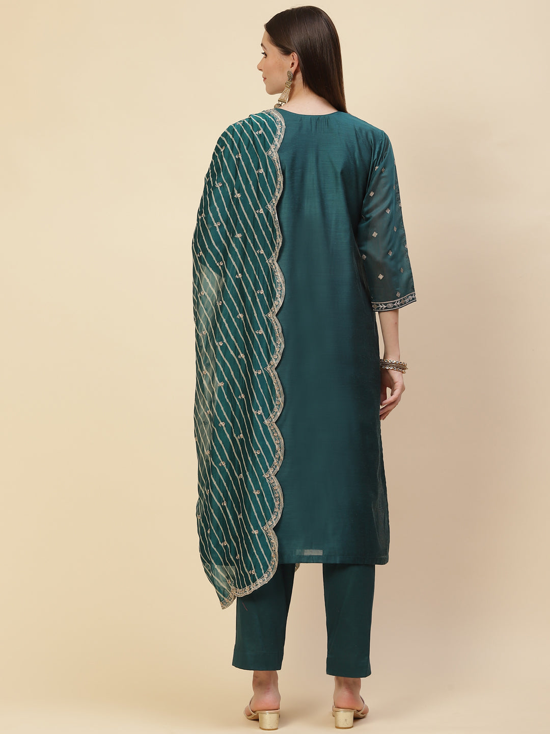 Booti Embroidered Cotton Kurta With Pants &amp; Dupatta