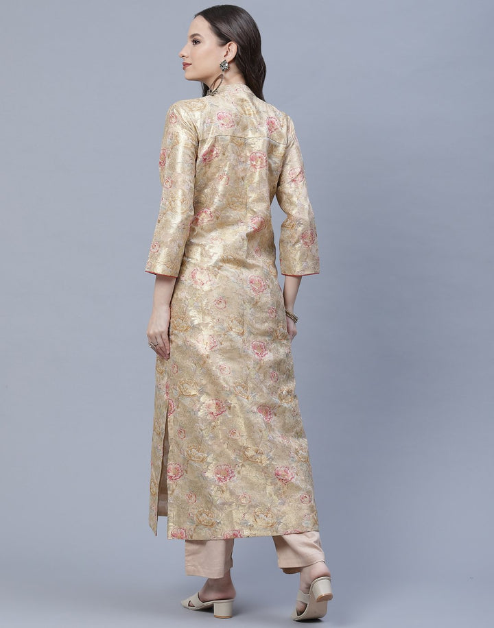Chanderi Printed Kurti Pant Set