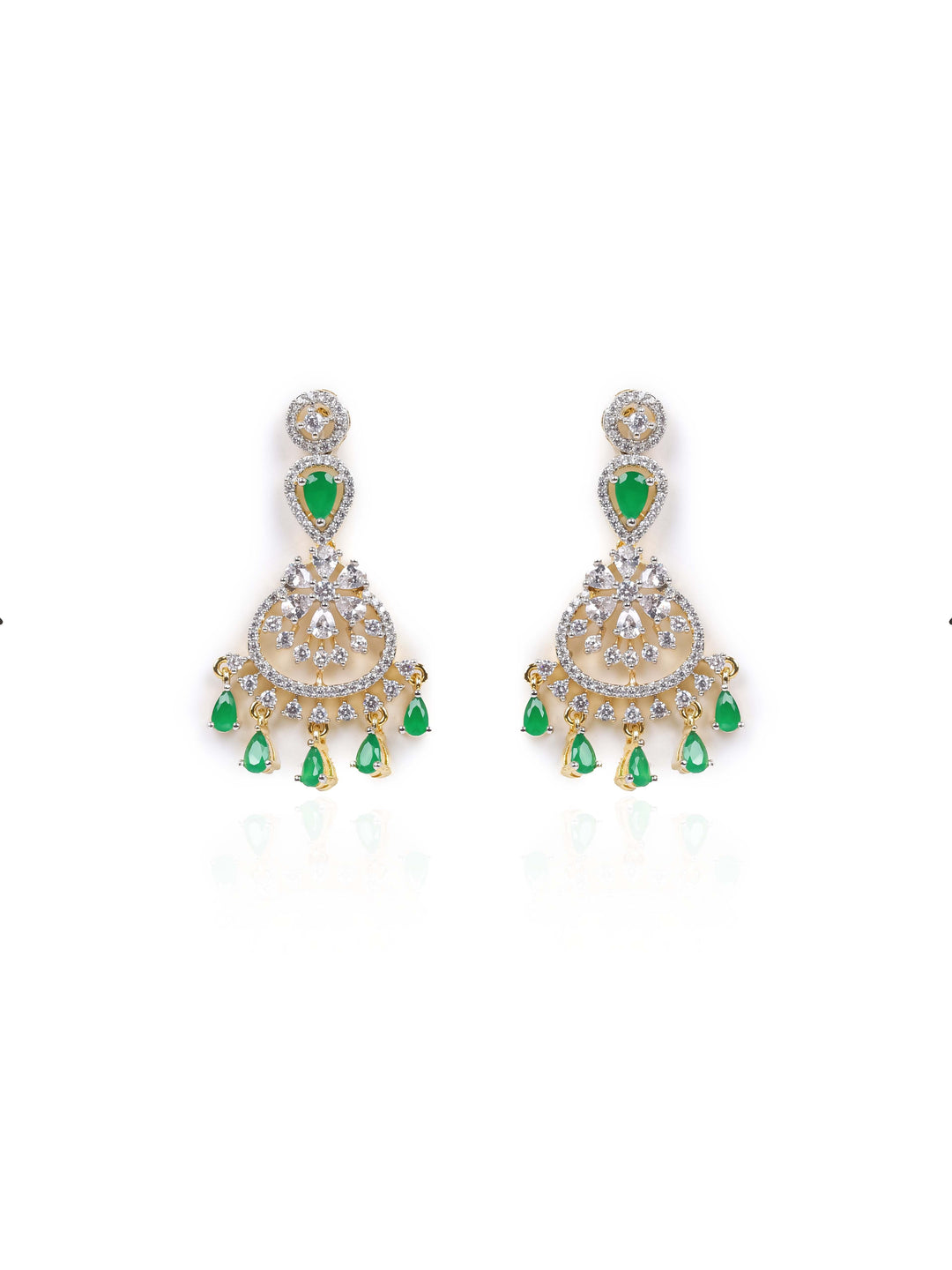 Golden AD Silver Pendant Set With Earrings
