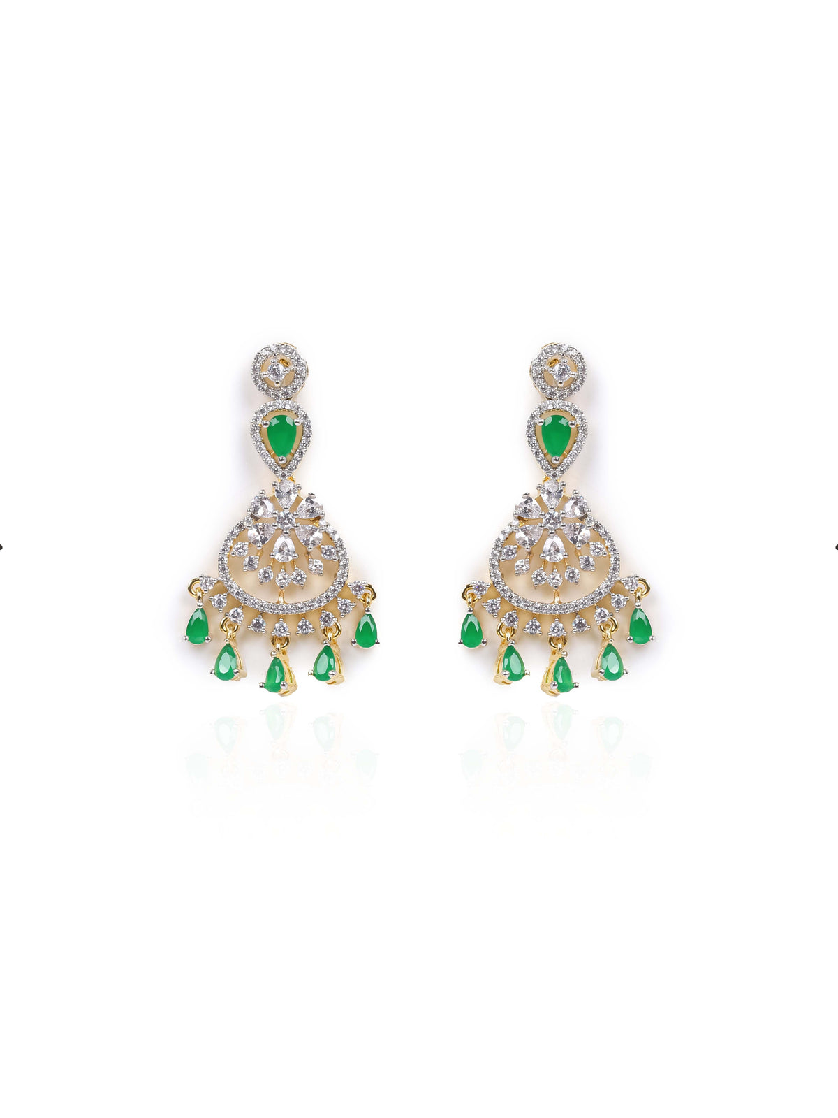 Golden AD Silver Pendant Set With Earrings