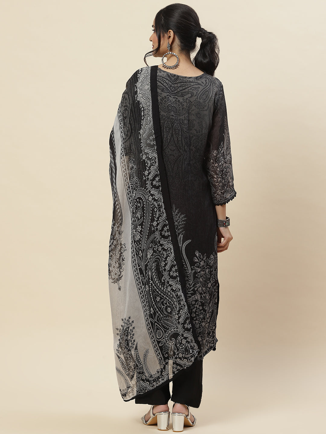 Printed Georgette Kurta With Pants &amp; Dupatta