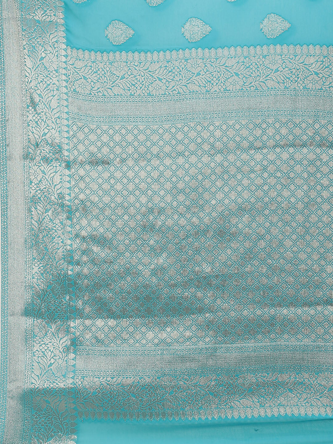 Zari Booti Chiffon Plain Saree