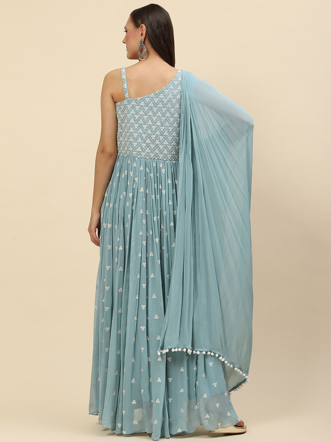 Resham Booti Georgette Gown Dress