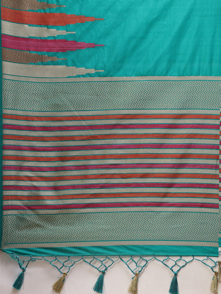 Plain Zari Border Handloom Woven Saree