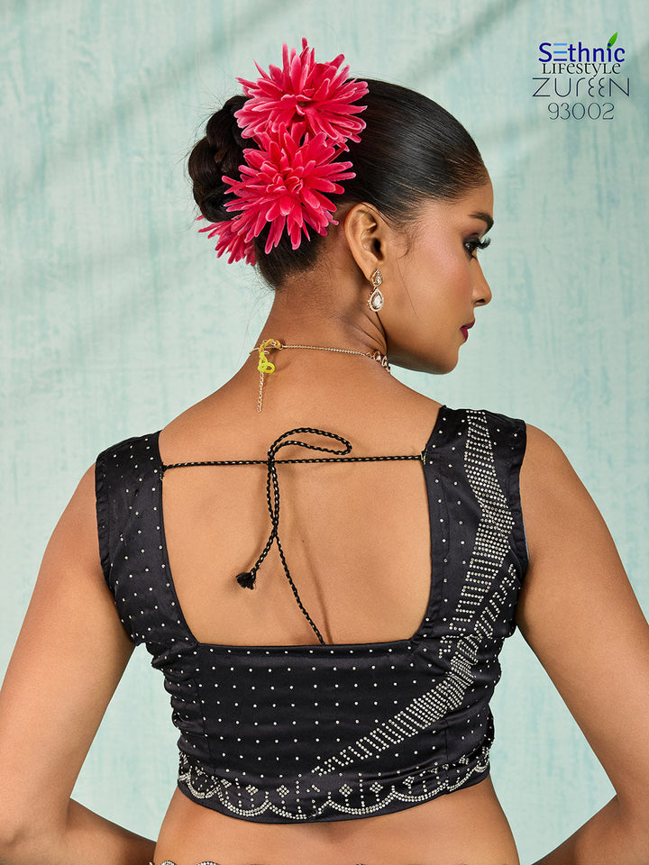 Embroidered Satin Saree