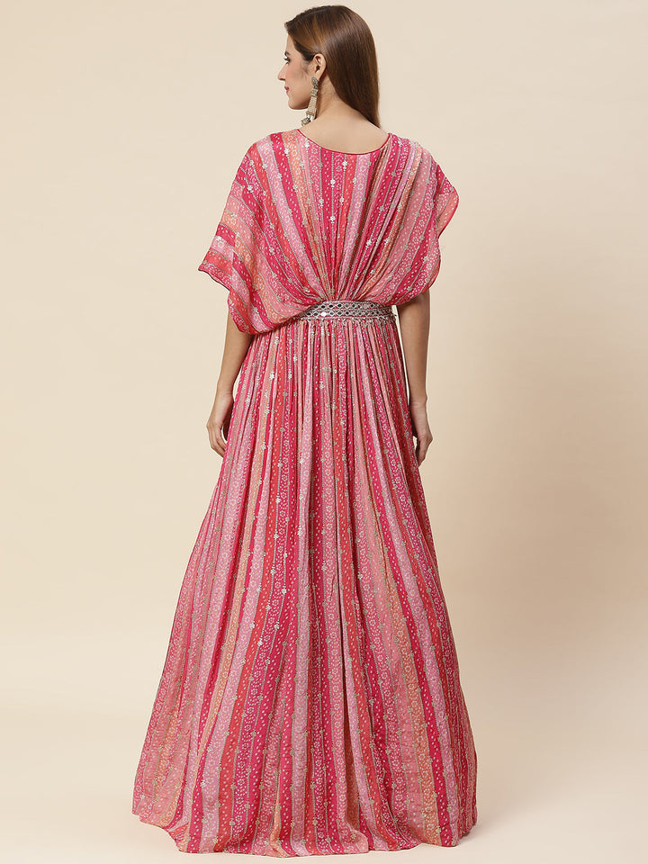 Sequin Zari Embroidered Crepe Gown Dress