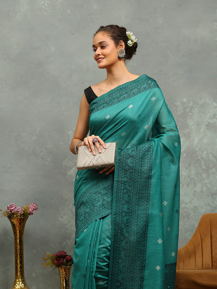 Woven Design Cotton Blend Saree