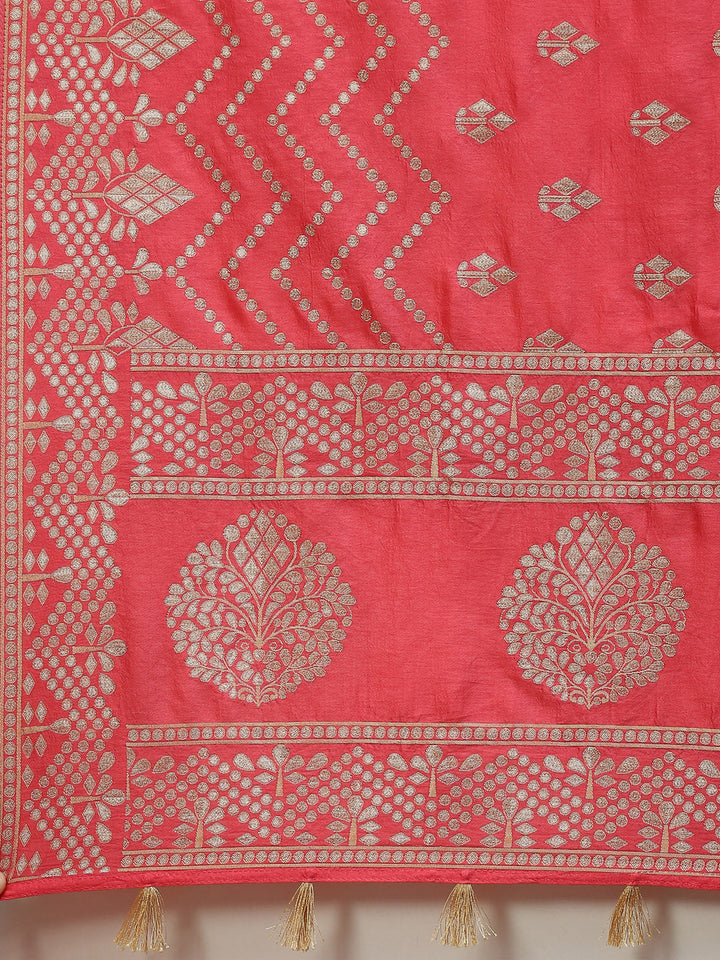 Zari Border Booti Handloom Woven Saree